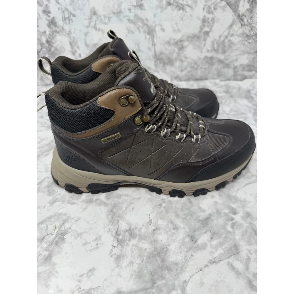 Skechers Outdoor Waterproof Hiking Boots Mens 10 Brown Leather SN 66283 CHOC